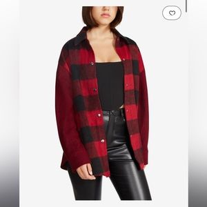 BB Dakota by Steve Madden Red Plaid Sophia Shacket XS